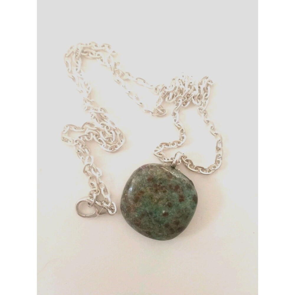 Natural  Ruby Fuchsite Pendant Necklace 20" Gem 1x1"
